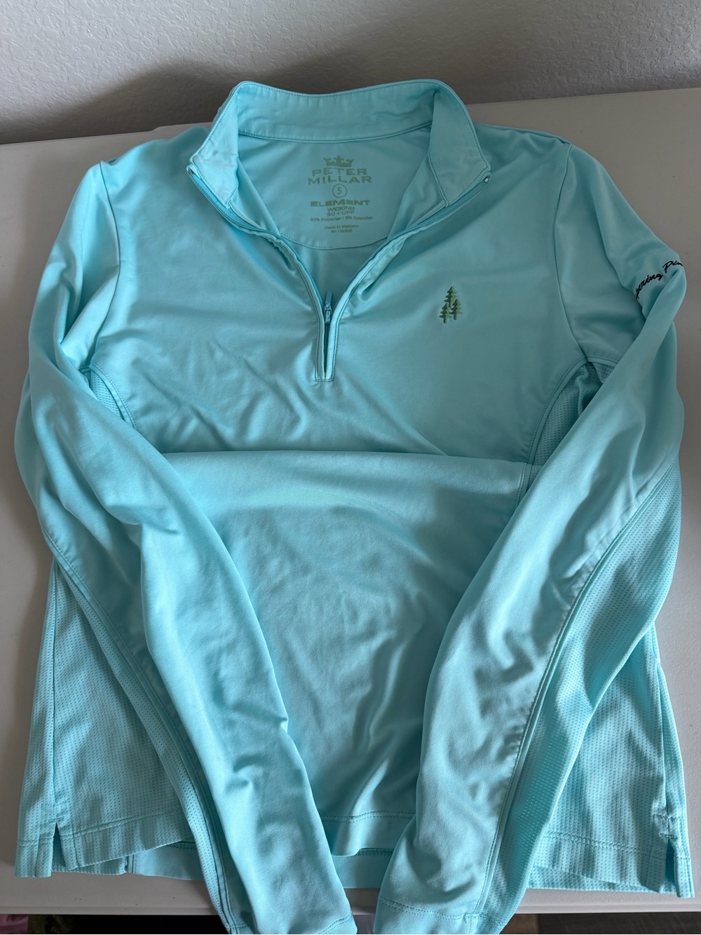 Peter Millar Aqua Blue Quarter-Zip Performance Pullover